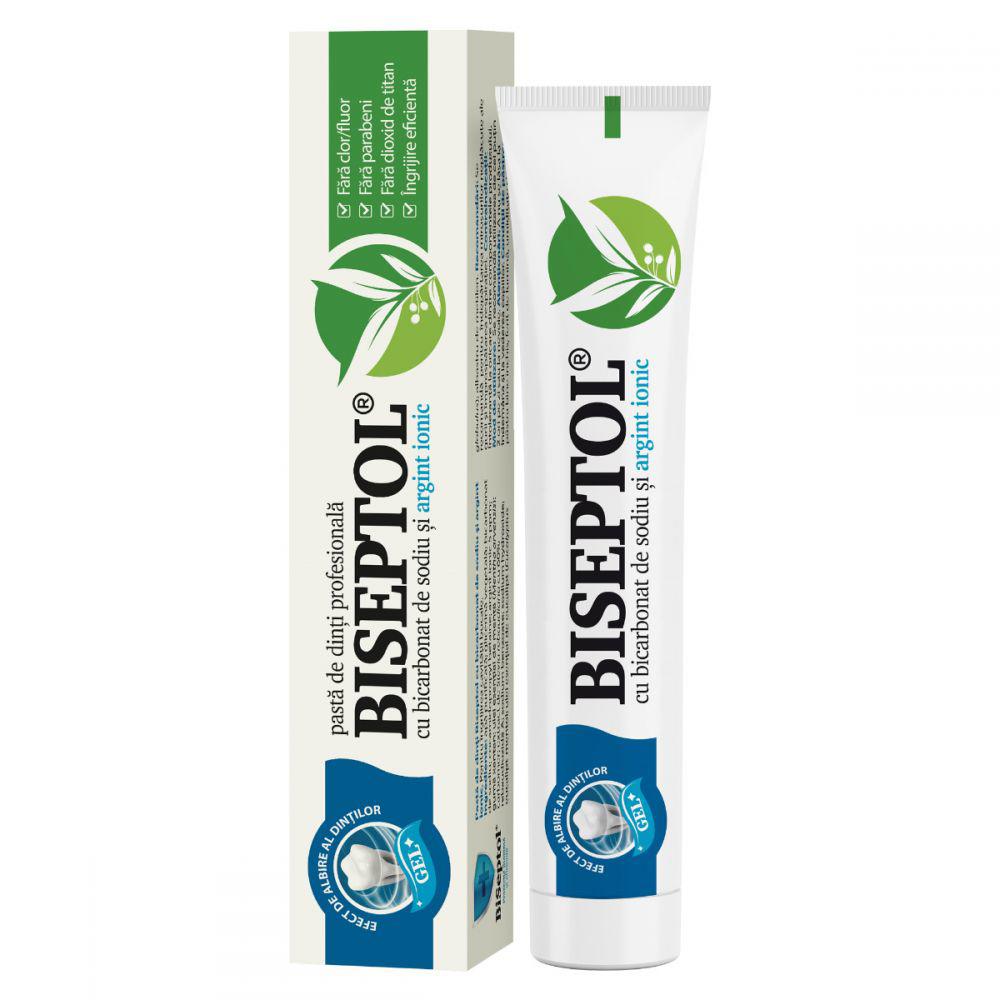 BiSeptol Pastă de dinți cu bicarbonat de sodiu și argint ionic, 75ml, Dacia Plant
